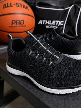 Athletic Works Black Knit Athletic Sneakers Women’s 9.5W Sporty Walking Running